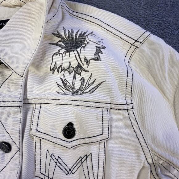 Marc Jacobs Denim Jacket Medium 2002 Archive Graphic Sketch Off White Y2K Jean - Picture 9 of 16
